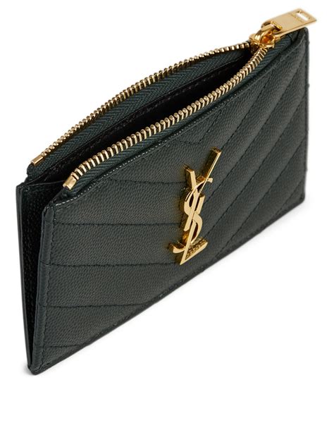 saint laurent zip card holder gold